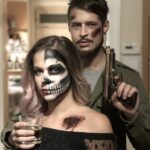 Sugar skull smink Halloweenre – páros portré sötét tónusokkal